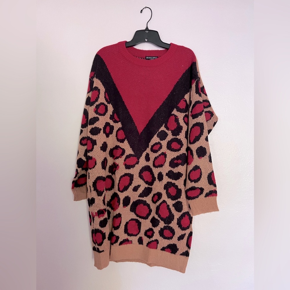 Leopard Print Sweater Dress